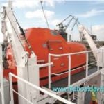 5.0m with 16 persons Fire-proof FRP Totally Enclosed Lifeboat With Gravity Luffing Arm Lifeboat Davit
