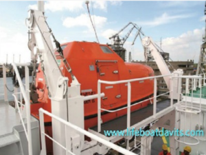 5.0m with 16 persons Fire-proof FRP Totally Enclosed Lifeboat With Gravity Luffing Arm Lifeboat Davit